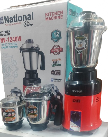 🍳 National View NV-1240W কিচেন মেশিন | ⚡1200W শক্তিশালী মোটর | 🥣 ৩ জার মিক্সার গ্রাইন্ডার