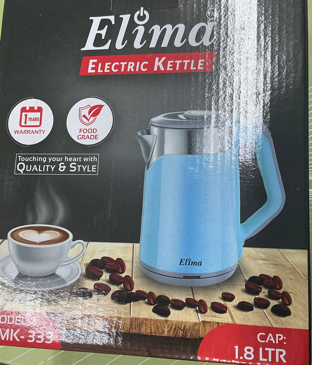 Elima EMK-333 Electric Kettle 1.8L ☕ – 1500W Fast Boil ⚡ | Stainless Steel Inner 🛡️ | Auto Shut-Off Protection 🔒
