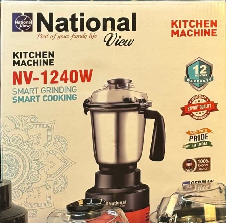🍳 National View NV-1240W কিচেন মেশিন | ⚡1200W শক্তিশালী মোটর | 🥣 ৩ জার মিক্সার গ্রাইন্ডার